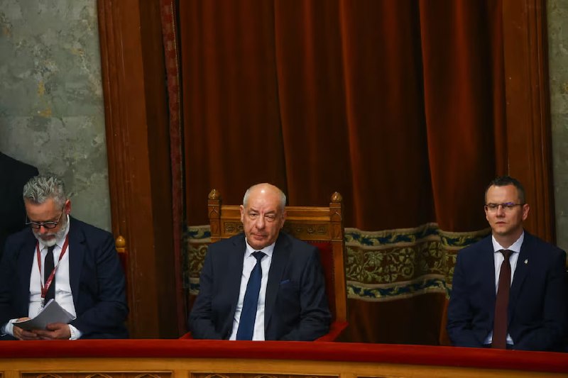 Заседание парламента Венгрии, где обсуждается отстранение президента Шуйока
