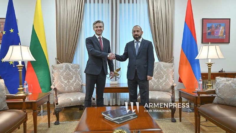 Министры иностранных дел Армении и Литвы Арарат Мирзоян и Кястутис Будрис на встрече